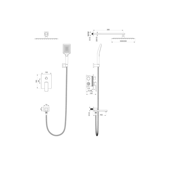 Душевая система для ванны Wonzon & Woghand Edge WW-88939003-CR фото 2