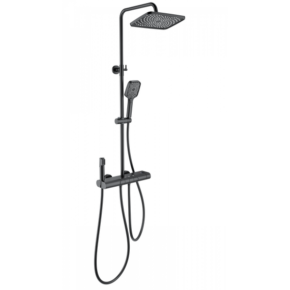 Душевая стойка с термостатом Wonzon & Woghand Muse WW-B4129-MB, чёрный матовый фото 