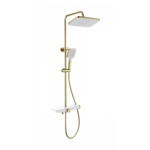 Душевая стойка с термостатом Wonzon & Woghand ThermoKlick WW-B3098-A-BG, золото брашированное фото 