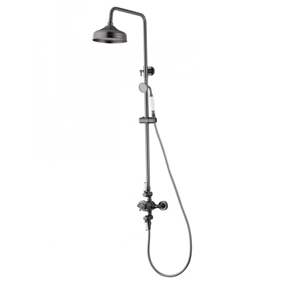 Душевая стойка с термостатом Wonzon & Woghand Retro WW-B3041-BGG, тёмный графит брашированный фото 