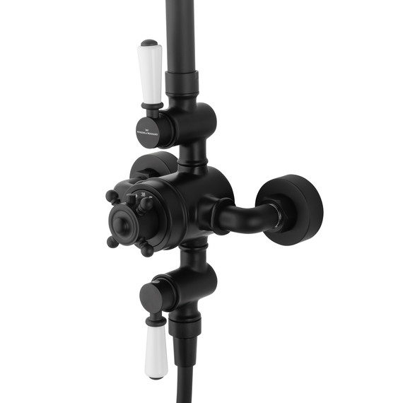 Душевая стойка с термостатом Wonzon & Woghand Retro WW-B3041-MB, чёрный матовый фото 3