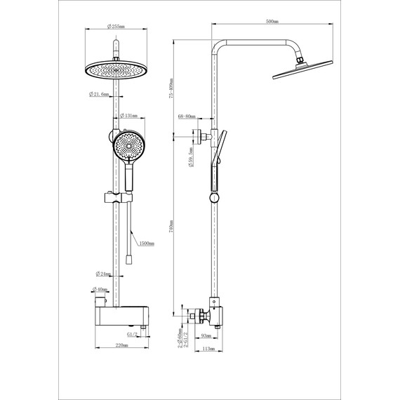 Душевая стойка с термостатом Wonzon & Woghand Muse WW-B3110-CR фото 2