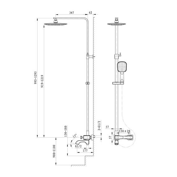 Душевая стойка Wonzon & Woghand Triumph WW-563601-CR фото 2