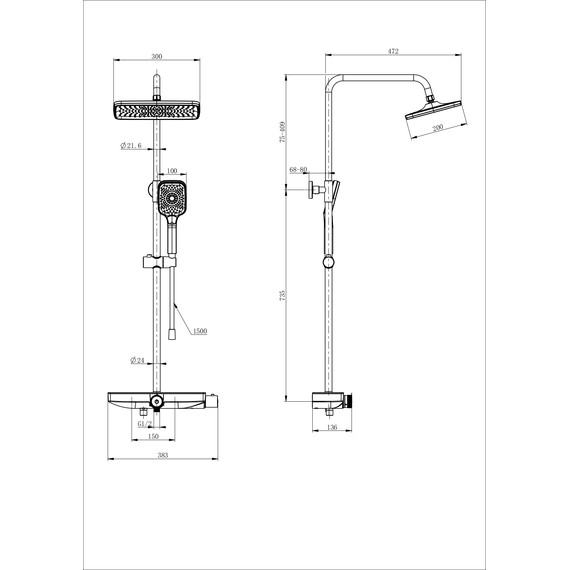 Душевая стойка с термостатом Wonzon & Woghand ThermoKlick WW-B3098-A-MW, белый матовый фото 2