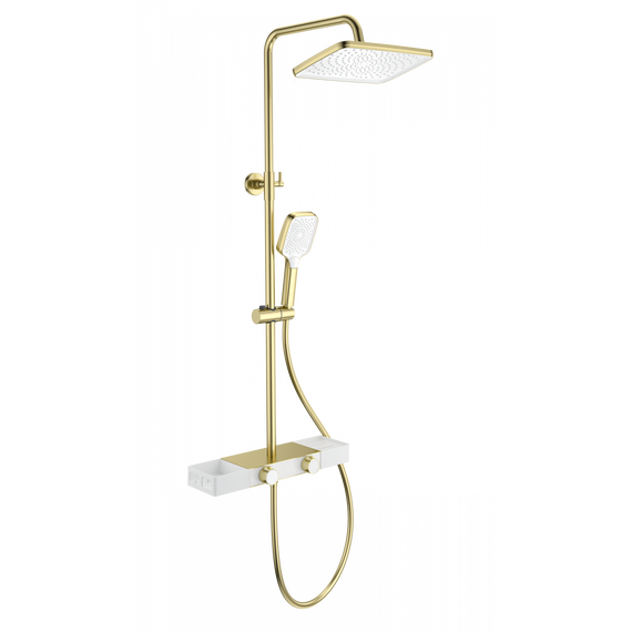 Душевая стойка с термостатом Wonzon & Woghand Shelf WW-B3552-BG, золото брашированное фото 