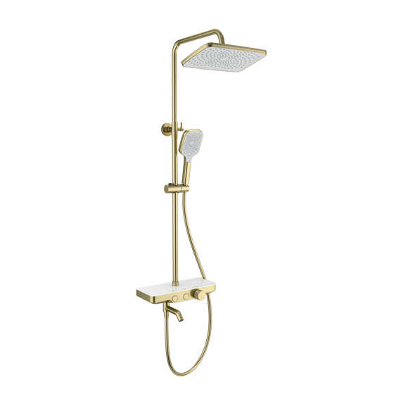 Душевая стойка с термостатом Wonzon & Woghand WW-B3099-A-BG, золото брашированное фото 