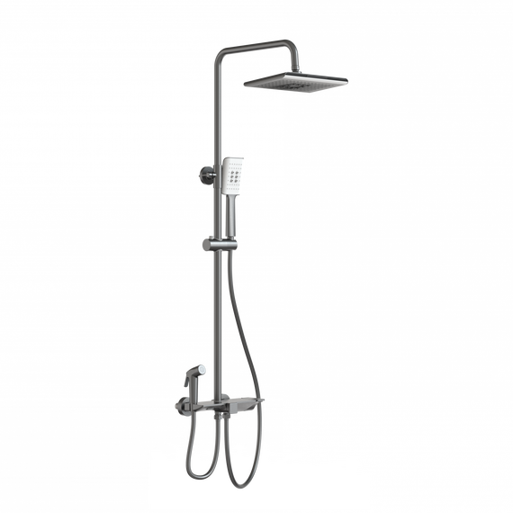 Душевая стойка с термостатом Wonzon & Woghand WW-B3310-BGG, тёмный графит брашированный фото 