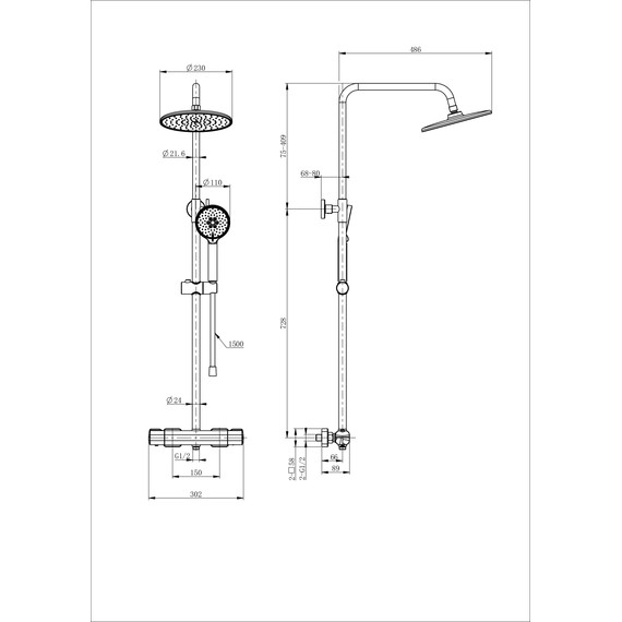 Душевая стойка с термостатом Wonzon & Woghand Stay WW-B3051-A-BG, золото брашированное фото 2