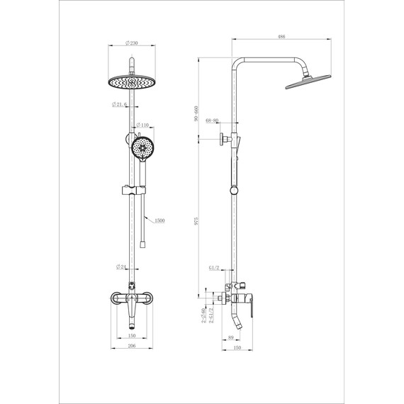 Душевая стойка Wonzon & Woghand WW-B2168-A-MW, белый матовый фото 2