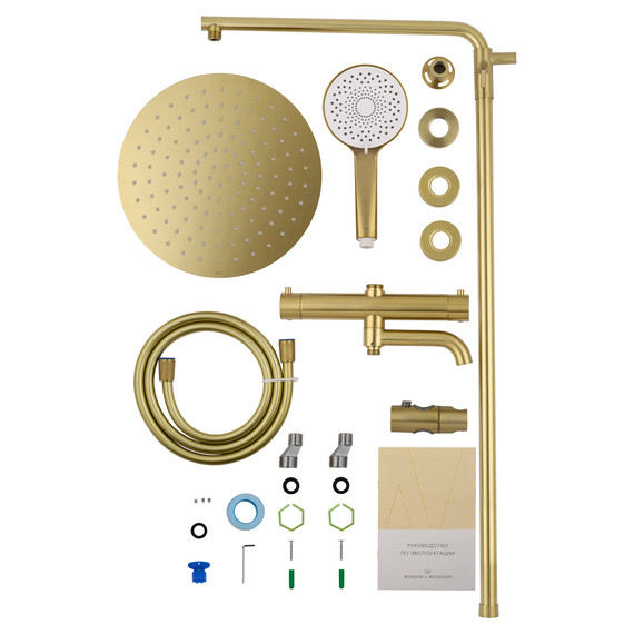 Душевая стойка с термостатом Wonzon & Woghand Stick WW-88739903-BG, золото брашированное фото 6