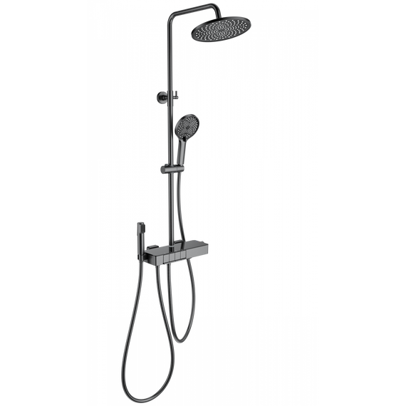 Душевая стойка с термостатом Wonzon & Woghand Muse WW-B3580-BGG, тёмный графит брашированный фото 