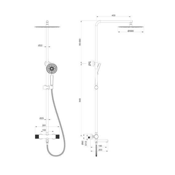 Душевая стойка с термостатом Wonzon & Woghand WW-88739902-CR фото 2