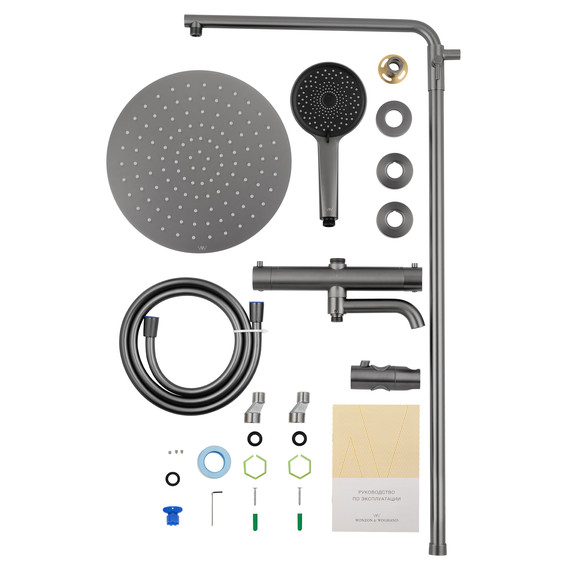 Душевая стойка с термостатом Wonzon & Woghand Stick WW-88739903-BGM, тёмный графит брашированный фото 7