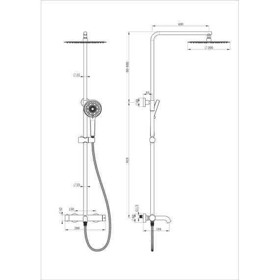 Душевая стойка Wonzon & Woghand Stick WW-88739017-BN, никель брашированный фото 8