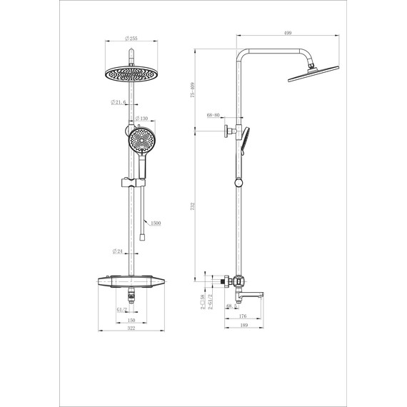 Душевая стойка с термостатом Wonzon & Woghand Neo WW-B3035-A2-CR фото 2