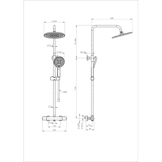 Душевая стойка с термостатом Wonzon & Woghand Inn WW-B3013-T1-CR фото 2