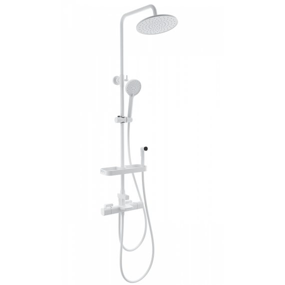 Душевая стойка с термостатом и гигиеническим душем Wonzon & Woghand Plate WW-C3017-A1-MW, белый матовый фото 
