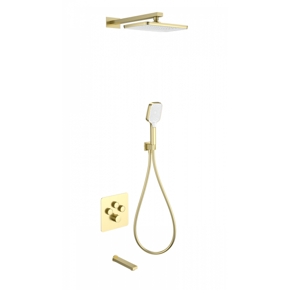 Душевая система для ванны с термостатом Wonzon & Woghand WW-B4005-BG, золото брашированное фото 
