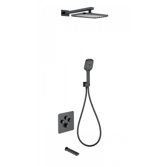 Душевая система для ванны с термостатом Wonzon & Woghand WW-B4005-MB, чёрный матовый фото 