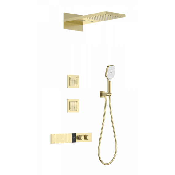 Душевая система для душа с термостатом Wonzon & Woghand WW-D4538-A-BG, золото брашированное фото 
