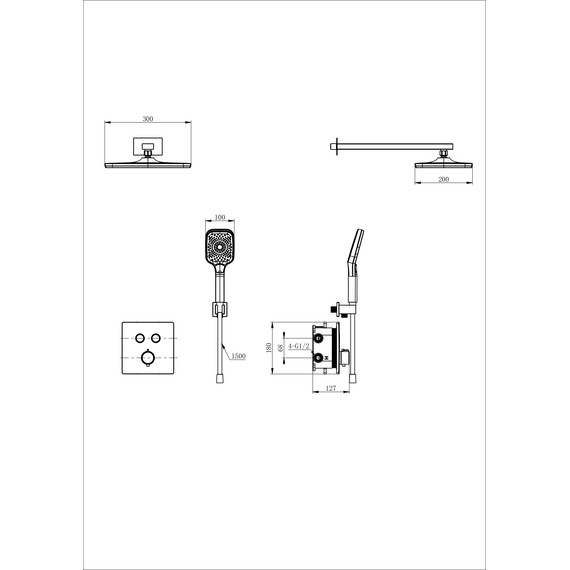 Душевая система для душа с термостатом Wonzon & Woghand WW-D2017-B-MW, белый матовый фото 2