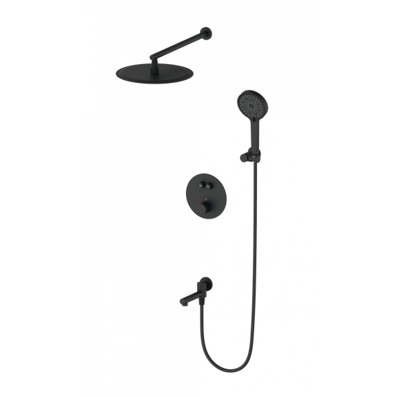 Душевая система для ванны с термостатом Wonzon & Woghand Stick WW-88929010-MB, чёрный матовый фото 