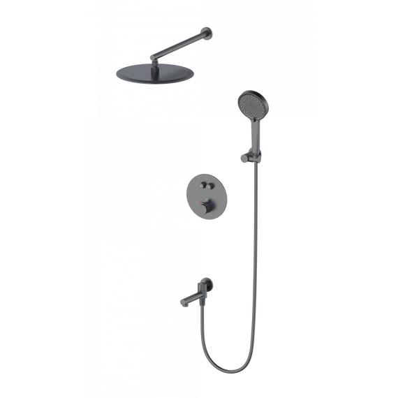 Душевая система для ванны с термостатом Wonzon & Woghand Stick WW-88929010-BGM, тёмный графит брашированный фото 