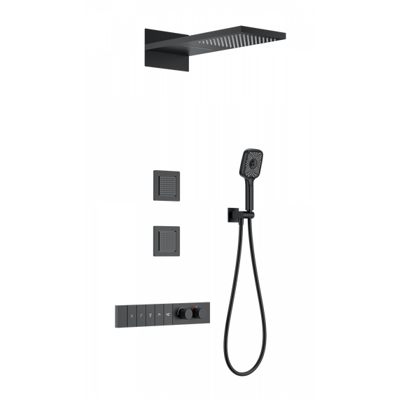 Душевая система для душа с термостатом Wonzon & Woghand WW-D4538-A-MB, чёрный матовый фото 