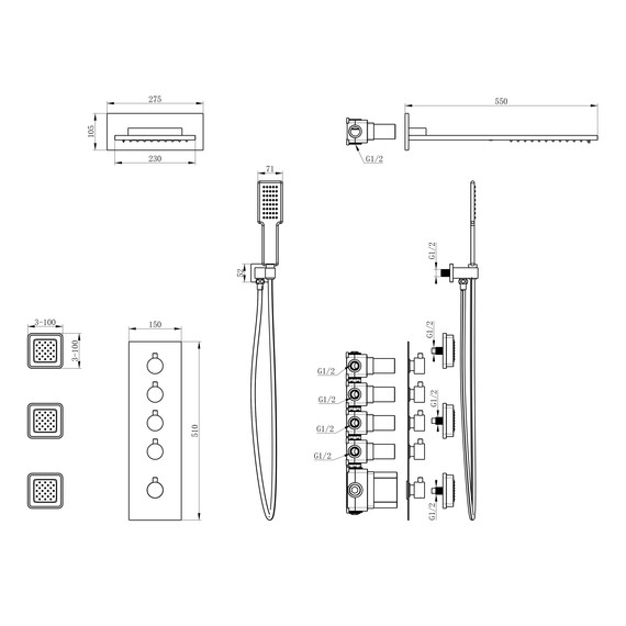 Душевая система для душа с термостатом Wonzon & Woghand WW-D4100-MW, белый матовый фото 2