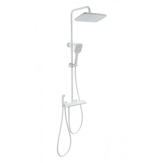 Душевая стойка с термостатом и гигиеническим душем Wonzon & Woghand Muse WW-B4132-A-MW, белый матовый фото 