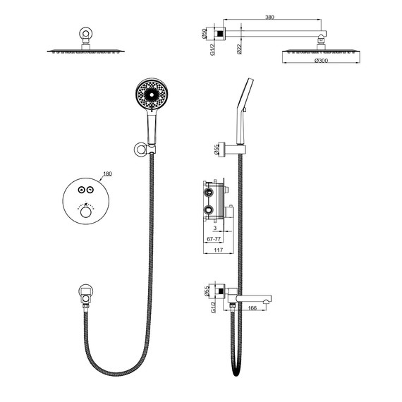 Душевая система для ванны Wonzon & Woghand Stick WW-88929010-RG, розовое золото фото 2