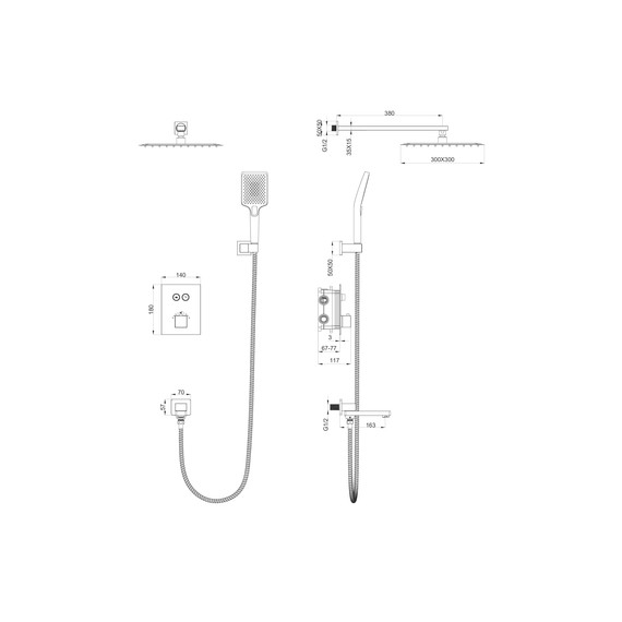 Душевая система для ванны с термостатом Wonzon & Woghand WW-88929003-CR фото 2