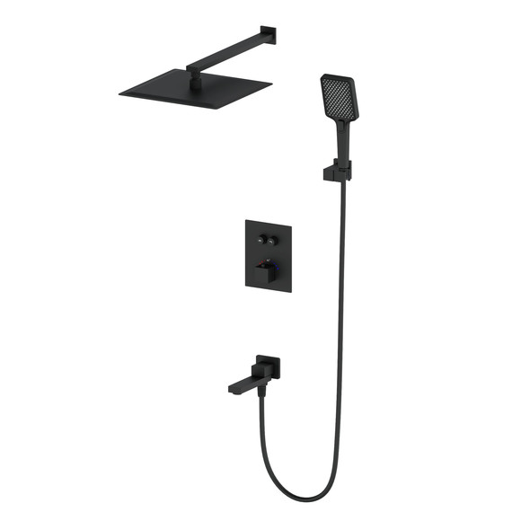 Душевая система для ванны с термостатом Wonzon & Woghand WW-88929003-MB, чёрный матовый фото 