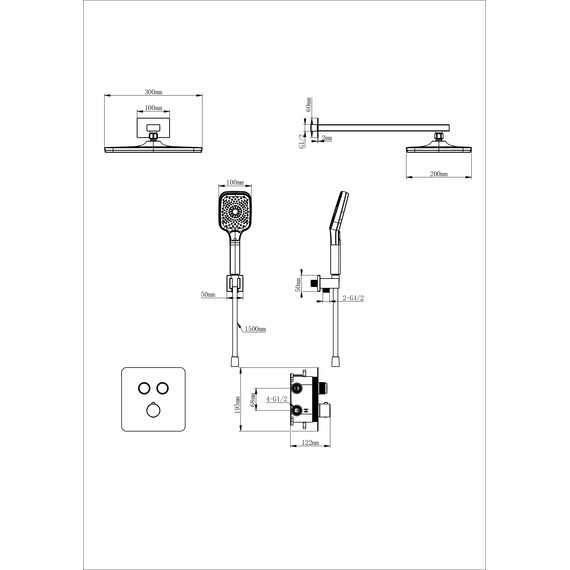 Душевая система для душа с термостатом Wonzon & Woghand WW-B4003-MW, белый матовый фото 2