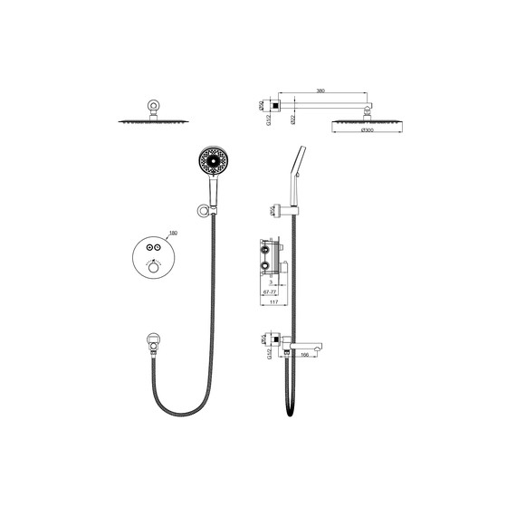 Душевая система для ванны с термостатом Wonzon & Woghand Stick WW-88929010-BGM, тёмный графит брашированный фото 2