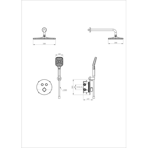 Душевая система для душа с термостатом Wonzon & Woghand WW-D2017-A-MB, чёрный матовый фото 2