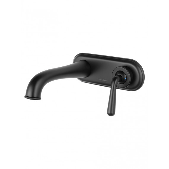 Смеситель для раковины настенный Wonzon & Woghand Steam WW-88869008-MB (со скрытой частью) чёрный фото 