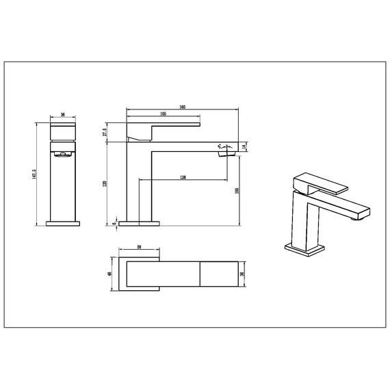 Смеситель для раковины Boheme Qubic 471-CB, брашированная медь фото 7