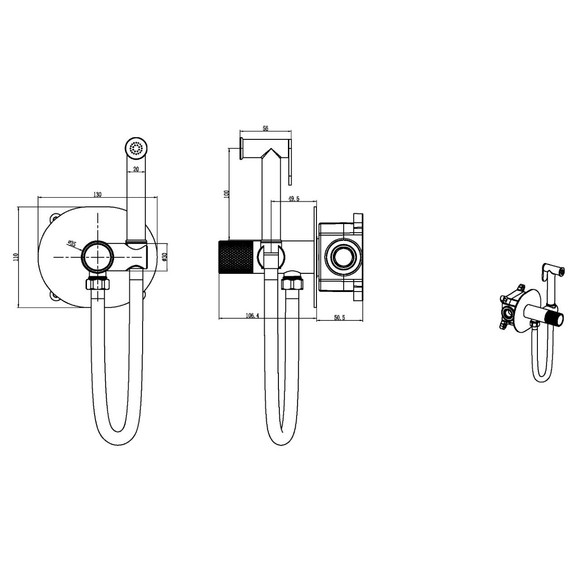 Набор для гигиенического душа Boheme Tech 157-BRB (со скрытой частью) брашированная бронза фото 2