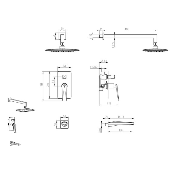 Душевая система для душа Boheme Venturo 374-SGM-2 (со скрытой частью) графит глянец фото 2