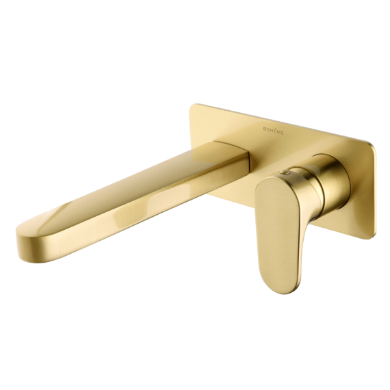 Смеситель для раковины настенный Boheme Spectre 455-MG (со скрытой частью) золото матовое фото 