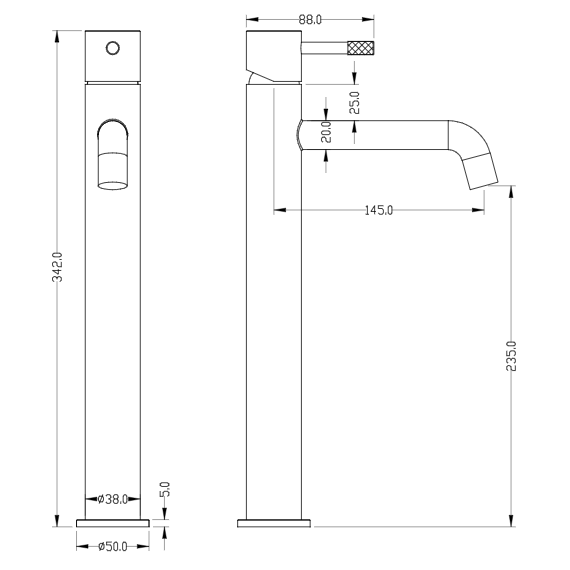 Смеситель для раковины высокий Boheme Uno 462-BRB, брашированная бронза фото 6