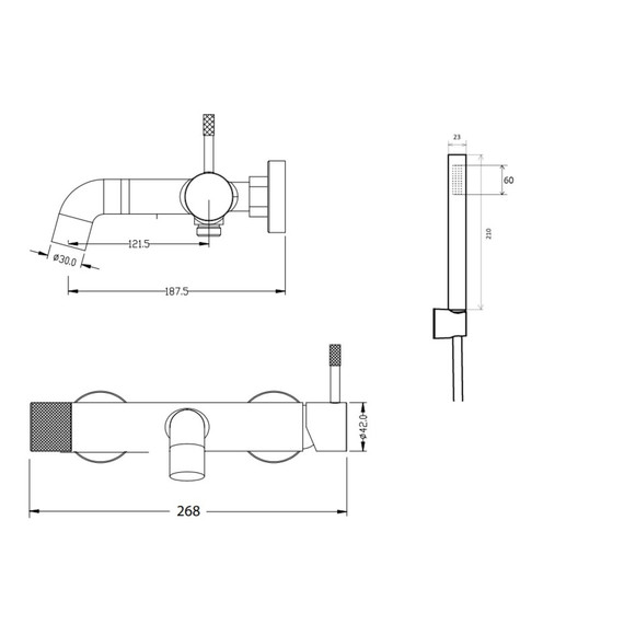 Смеситель для ванны Boheme Uno 463-CB, брашированная медь фото 2