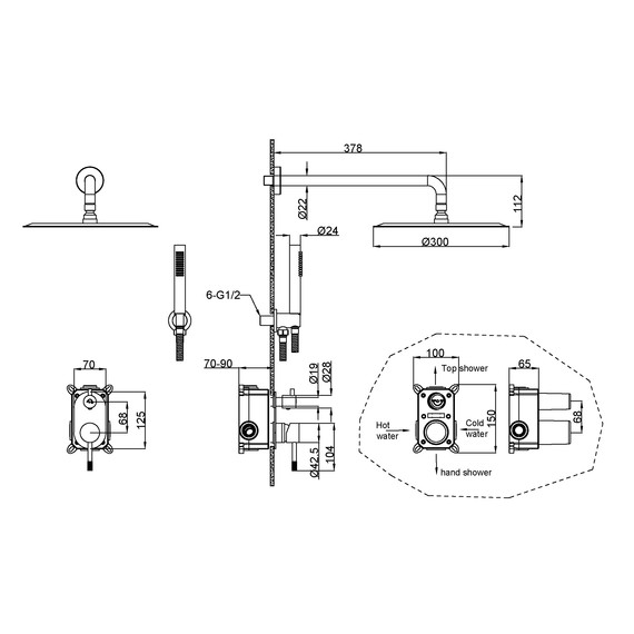 Душевая система для душа Boheme Uno 464-BRB (со скрытой частью) брашированная бронза фото 2