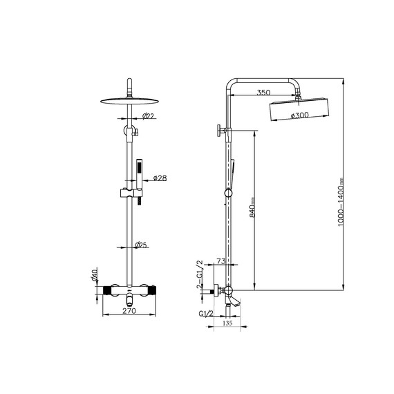 Душевая стойка с термостатом Boheme Uno 468-T-BRB, брашированная бронза фото 2