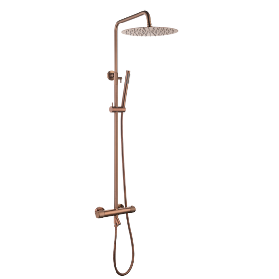 Душевая стойка с термостатом Boheme Uno 468-T-CB, брашированная медь фото 