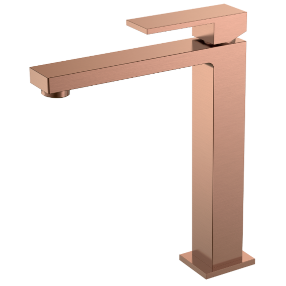 Смеситель для раковины высокий Boheme Qubic 472-CB, брашированная медь фото 