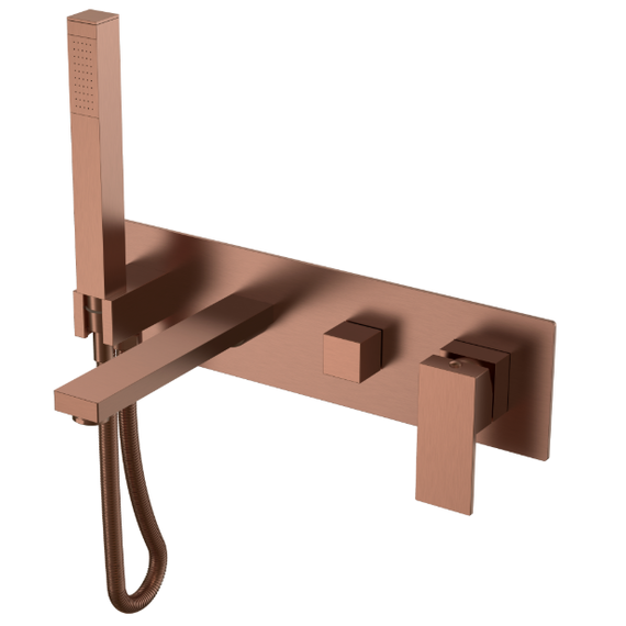 Смеситель для ванны Boheme Qubic 474-2-BRB (со скрытой частью) брашированная бронза фото 