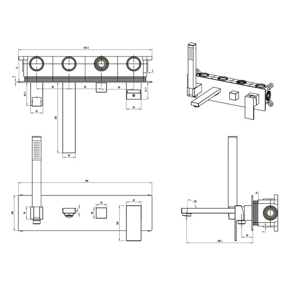 Смеситель для ванны Boheme Qubic 474-2-CB (со скрытой частью) брашированная медь фото 3