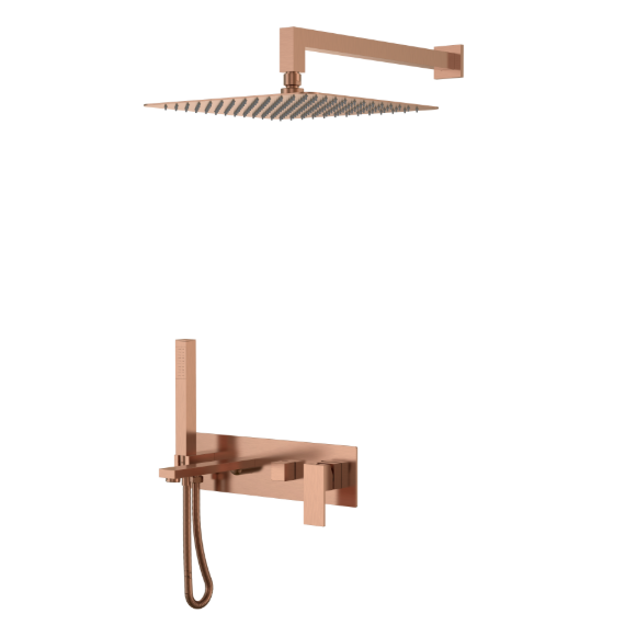 Душевая система для ванны Boheme Qubic 474-BRB (со скрытой частью) брашированная бронза фото 